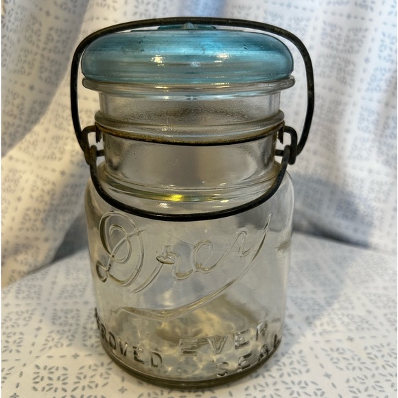 Other - Vintage Drey Glass Canning Jar/ wire w/lid. Ever improved seal